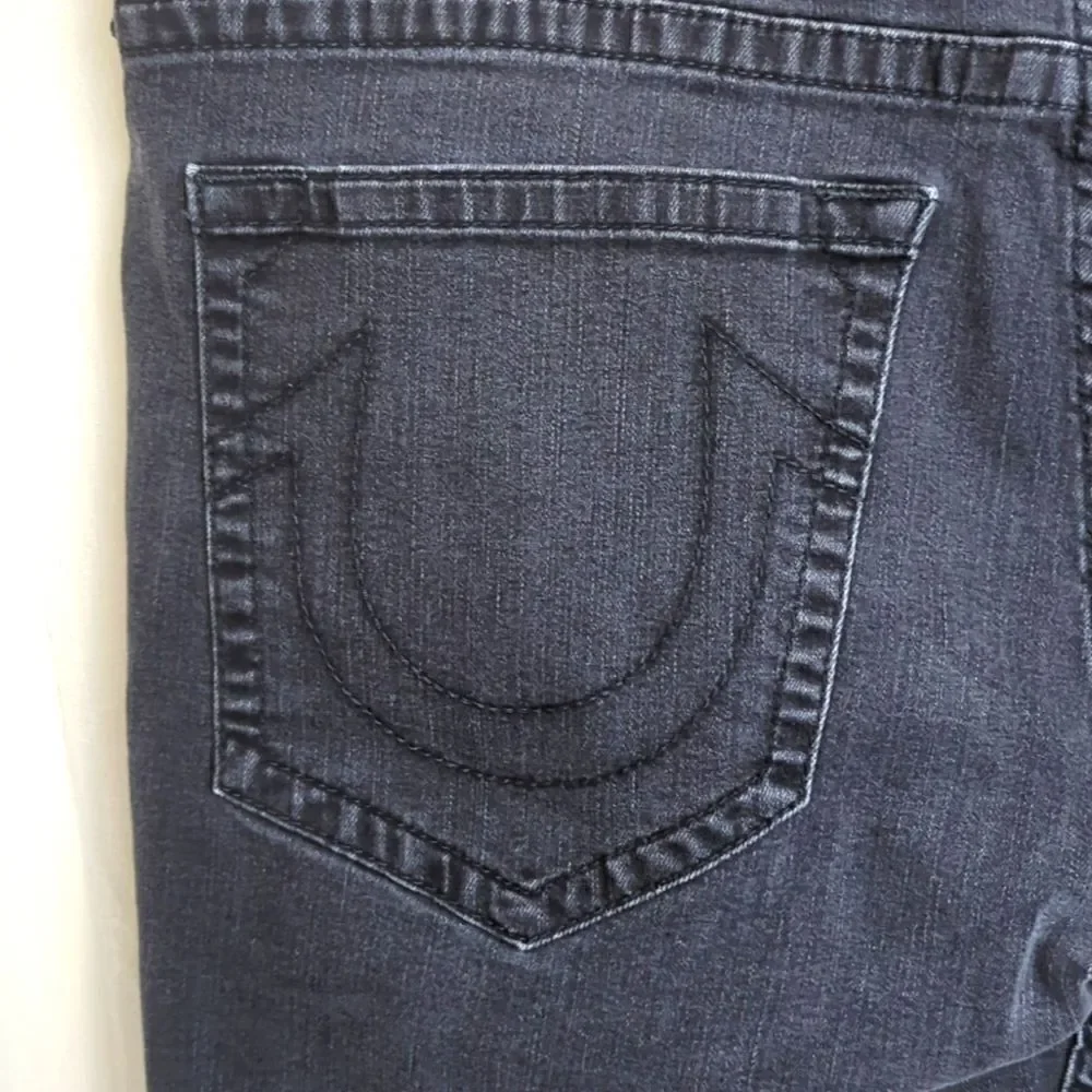 True Religion Black Denim Short Cut- offs Size 42